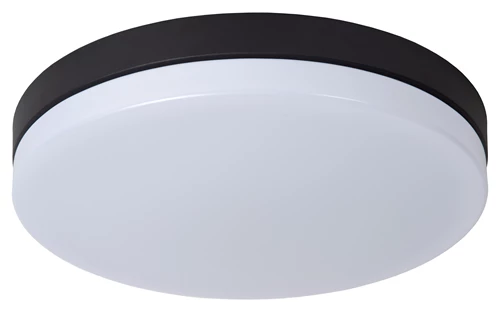 Lucide BISKIT - Plafonnière Badkamer - Ø 40 cm - LED - 1x36W 2700K - IP44 - Bewegingssensor - Zwart - uitgezet